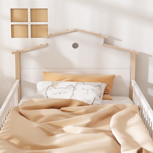 Holzbett Kinderbett Einzelbett 90x200 mit Fallschutz, Schublade und Lattenrost - Bild 5 von 13
