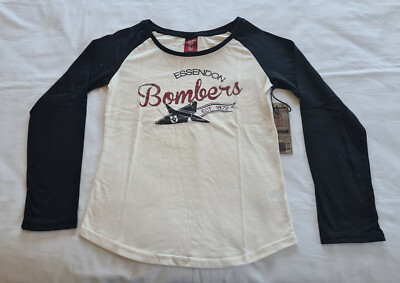 Essendon Bombers AFL FE1582 W18 Ladies Retro Printed Long Sleeve T Shirt Size 10