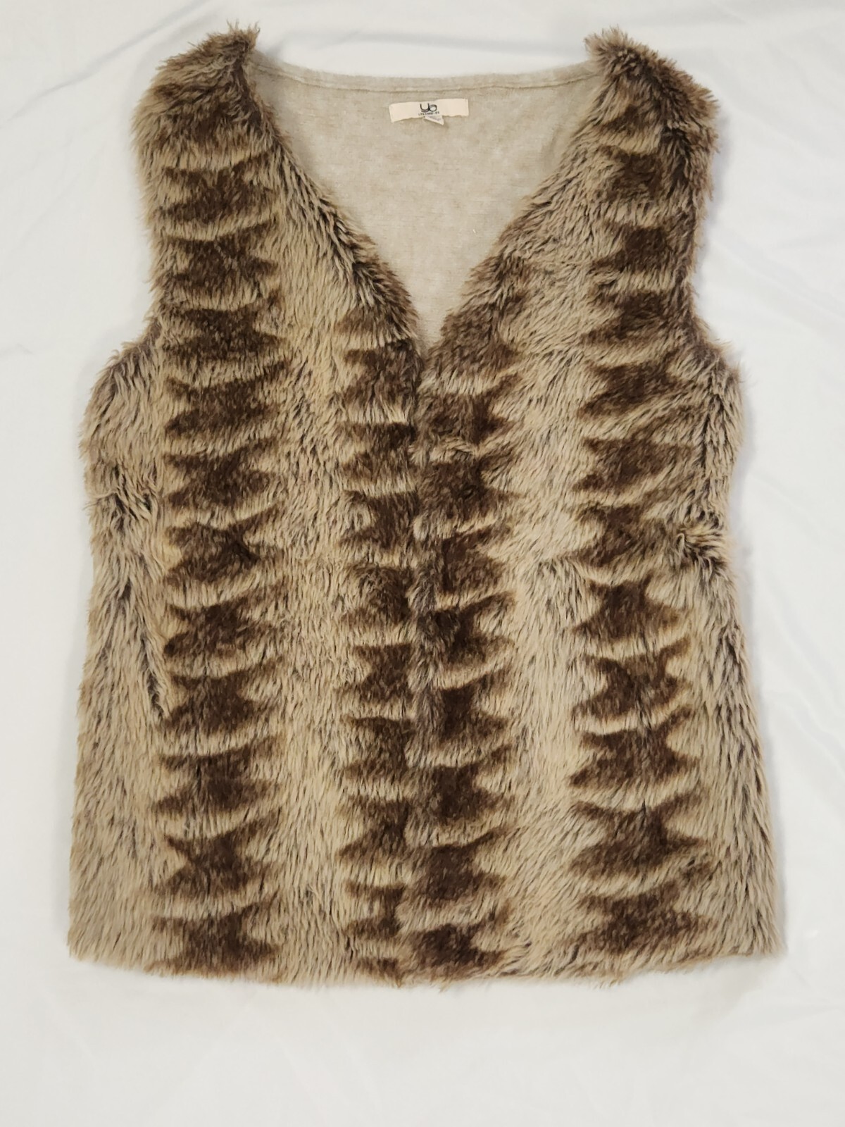 Ya Los Angeles Faux Fue Vest Brown And Tan Gem