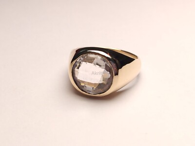 Pure Clean Lab Created Crystal Copper Handmade Signet Men's Ring
