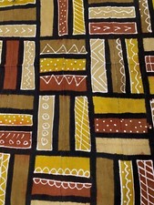 African Brown/Mustard/Black/White Mud Cloth  Mali 38" by 58"