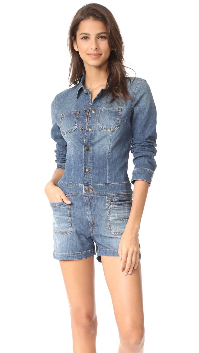 $229 NWT TRUE RELIGION SzM LONG SLEEVE STRETCH ROMPER ARMY