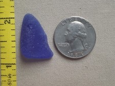 PURE BEACH SEA GLASS SURF TUMBLED COBALT BLUE FROSTED CURVE SHAPE PENDANT E07