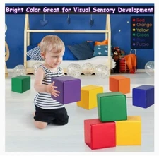 12 Piece 8" Soft Play Blocks Soft Foam Toy Building and Stacking Blocks for Kids