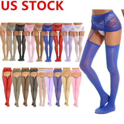 Women's Oily Suspender Lace Stockings See-through Skirted Pantyhose Hosiery