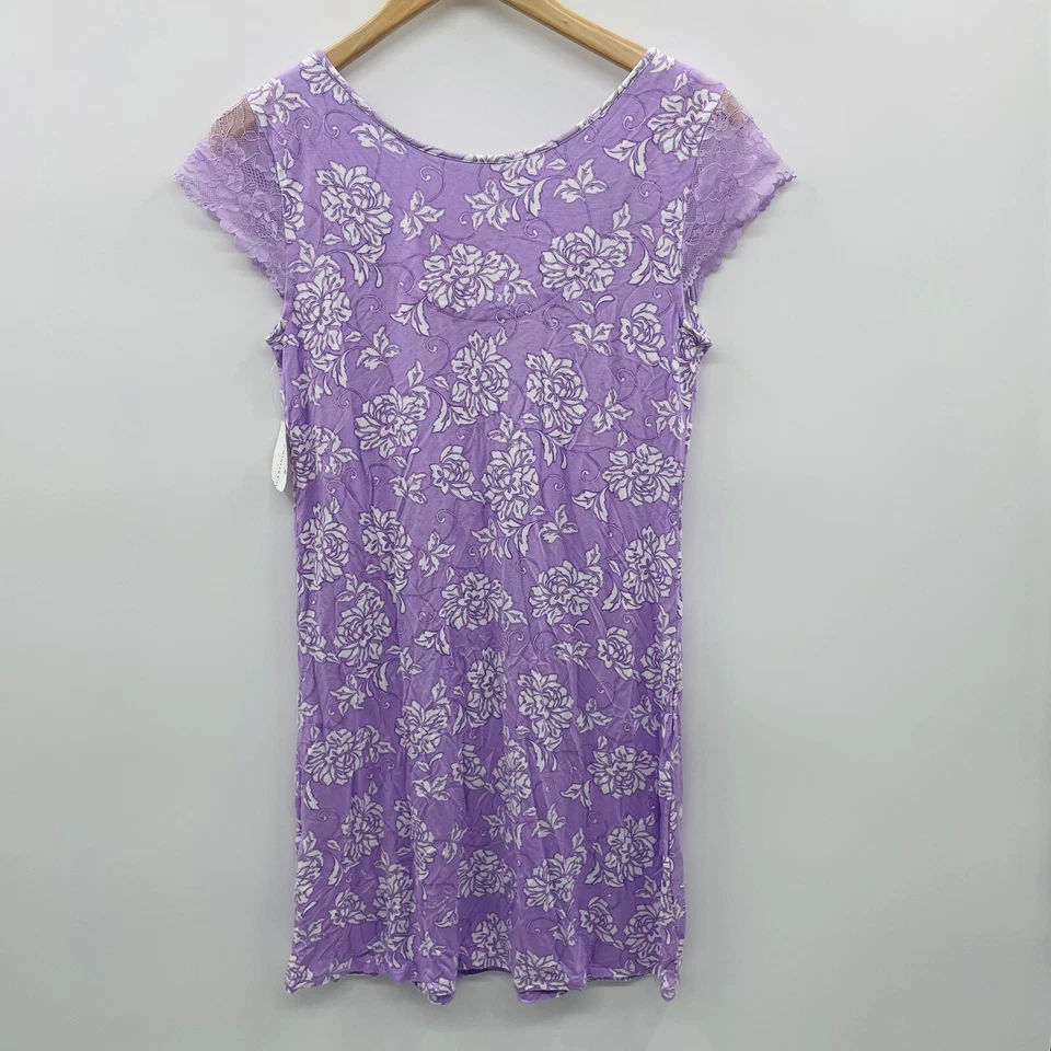 Vestido de noche Charter Club para mujer talla XS manga de encaje quimise en púrpura floral Foto 4 de 4