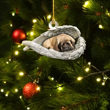 English Mastiff Dog Sleeping Angel Car Ornament Mastiff Dog Angel Wings Ornament