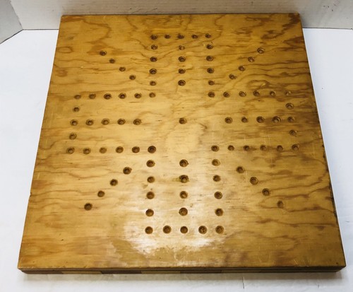 Vintage Handmade Solid Wood Checker Board & Aggravation Game Board Double-Sided - Picture 2 of 5