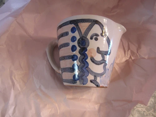 Vintage M.A. Hadley Pottery 32oz Firewater Indian Chief Measuring Cup Pitcher 6
