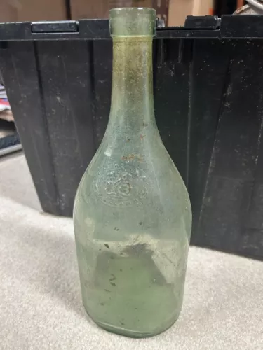 Vintage California Cellars wine bottle, embossed green glass 1.5L
