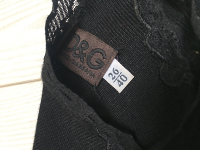 Dolce Gabbana Black Wool Blend Knitted Strap Top with Lace Front