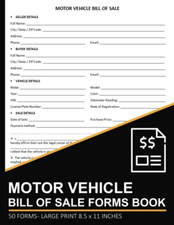 Motor Vehicle Bill of Sale Forms Book: Bill o...