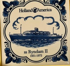 Vtg Holland American Ships 3collectible Coasters.ceramic/cork Back