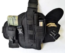 Tactical Drop Leg Thigh Gun Pistol Holster Glock Sig H&K S&W Ruger 1911 (Black)