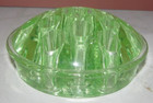 Vintage Uranium Green Glass Round 13 Hole Flower Frog 4" x 1.5" — photo 2