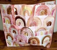 Home Goods "Boho Rainbows" Reusable Vinyl Tote Bag 17.5"x18"x7.5"