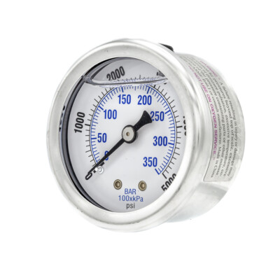 Liquid Filled Back Mount Pressure Gauge with 2'' Dial, 0-5000 PSI, 1/8'' Male NPT