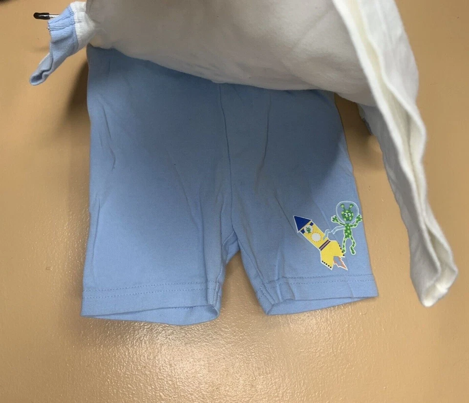 Just Friends Toddler Boy Size 2T Pajamas 2pcs Set Blue Short Sleeve Shorts Alien - Image 4 of 4