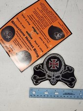 Biker Tails Helmet Decoration Sticker ~ Cross &amp; Skull ~ Rhinestone Helmet Bling