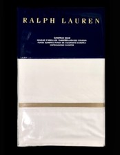 Ralph Lauren Palmer Percale White Flax Tan Euro Sham MSRP 130 NEW