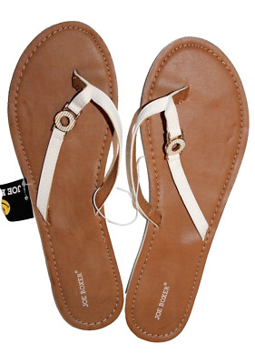 Joe Boxer Women's Axel White Thong Slippers Flat Sandals 50182 Size 11/12