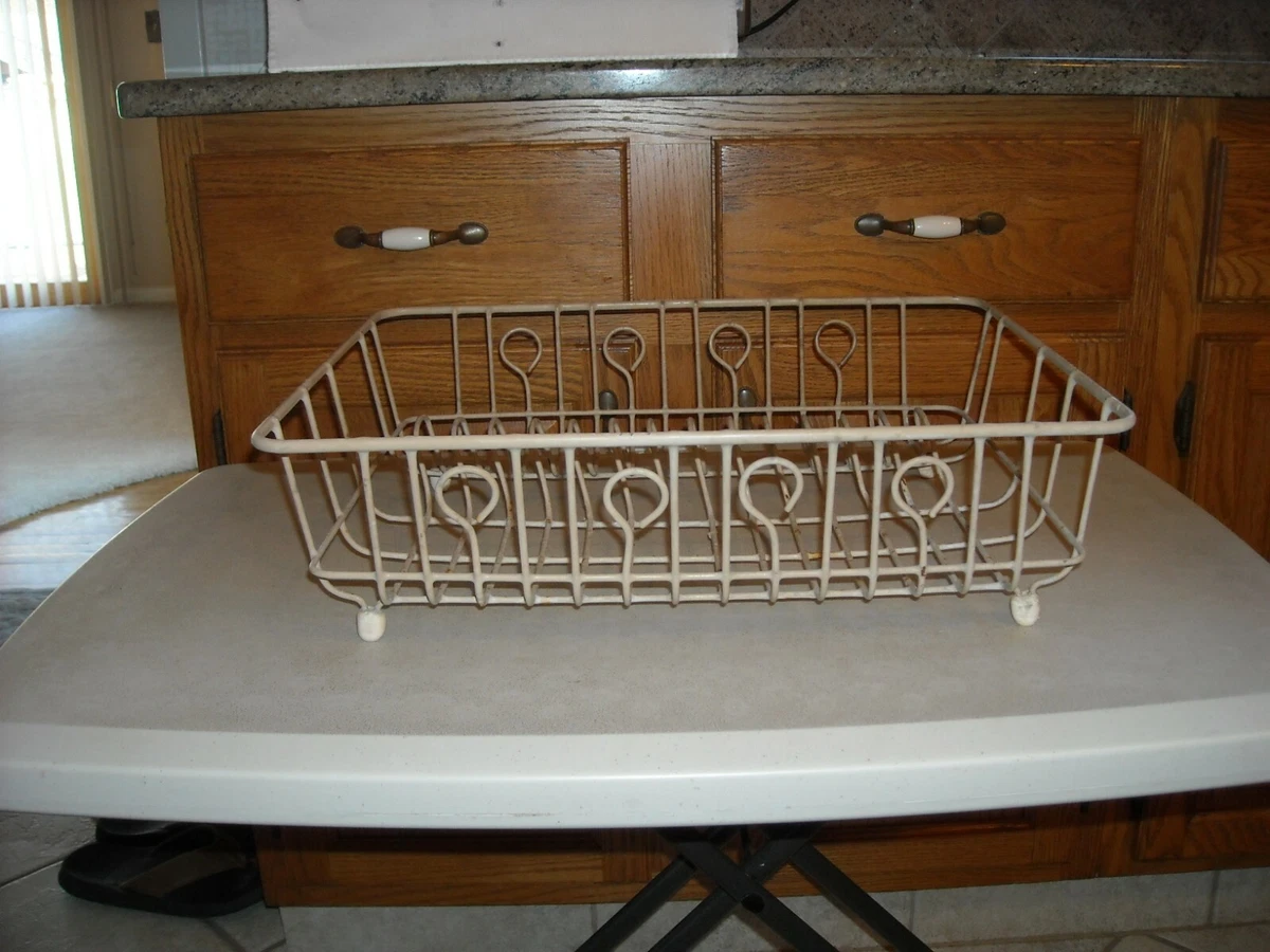 Vintage Beige/ Almond Rubbermaid Plastic Coated Wire Dish Drying Rack  DISCOLORED