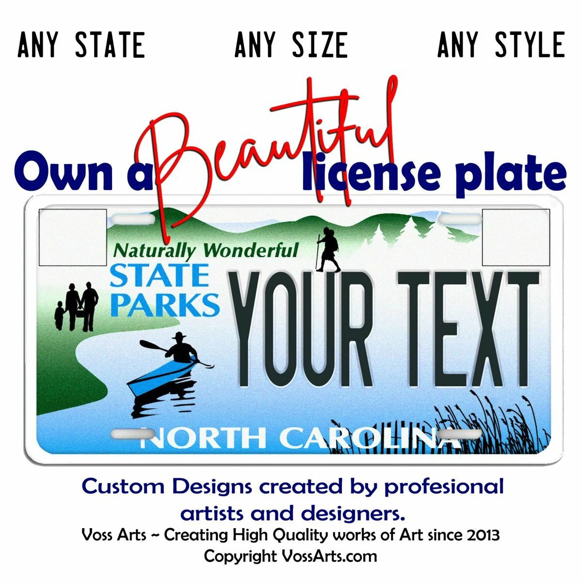 North Carolina License Plate State Parks custom personalized YOUR TEXT Car Tag