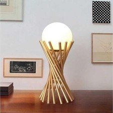 TUBULAR METAL TABLE LAMP GLASS BALL G9 LIGHT BRONZE