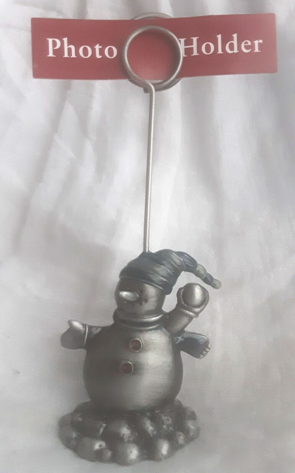 SNOWMAN DESKTOP PHOTO PICTURE BUSINESS CARD HOLDER CHRISTMAS SNOWBALL THROWING