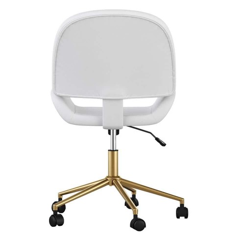 MARTHA STEWART Office Chair Tyla Faux Leather Cushioned W/ Wheels Polished Brass - Picture 3 of 6