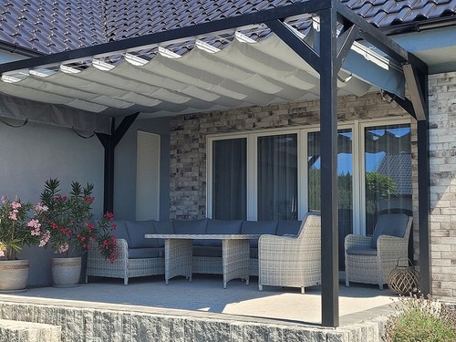TOLDO RETRÁCTIL ROMANO IMPERMEABLE – TOLDO TENSOR DE CUERDA, PROTECCIÓN UV - Imagen 49 de 62