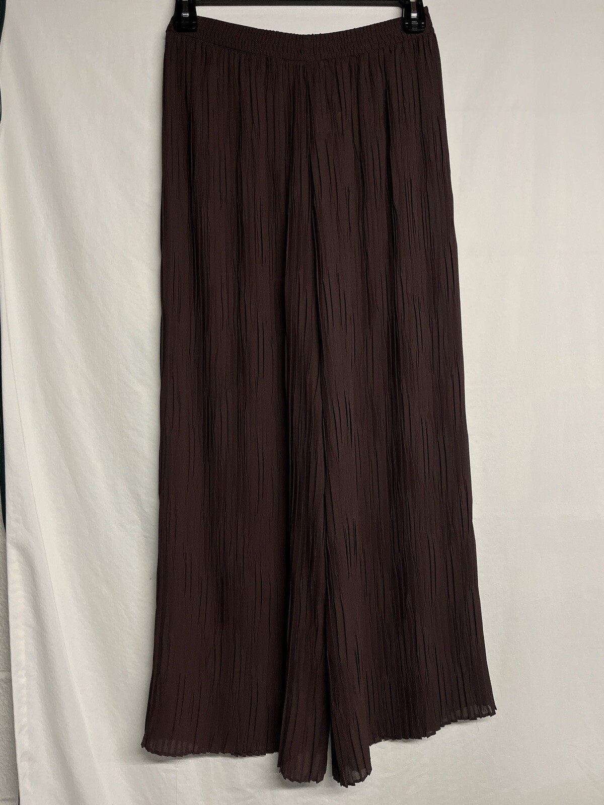 C'EST Duo Brown Pleated Chiffon Wide Leg Pants Sz Medium
