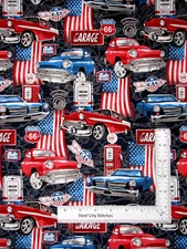 Car Travel Americana Fabric Garabe Route 66 Cotton Fabric Traditions By The Yard