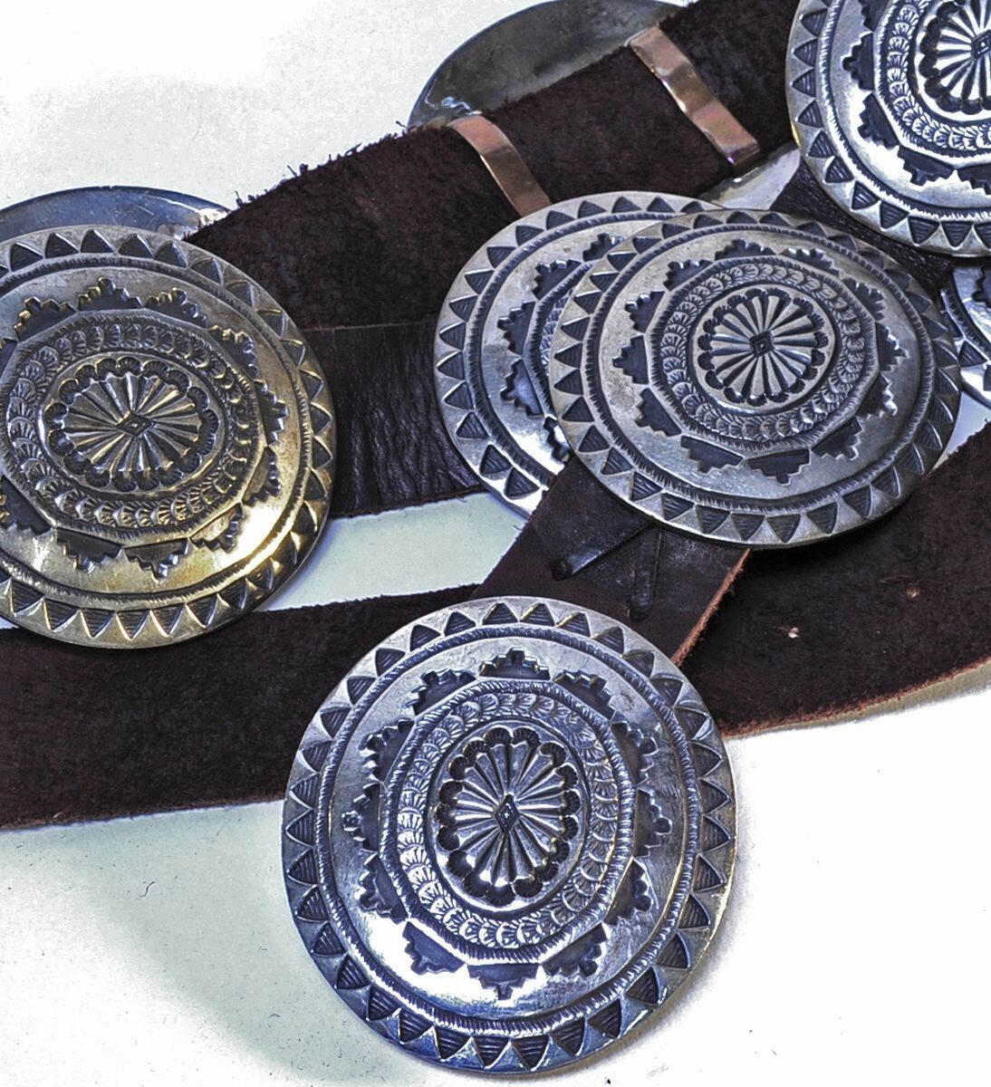 vintage sterling silver concho link Native American belt by Leonard Maloney Leonard Maloney Navajo Ring – The Gordon Collection main image 3