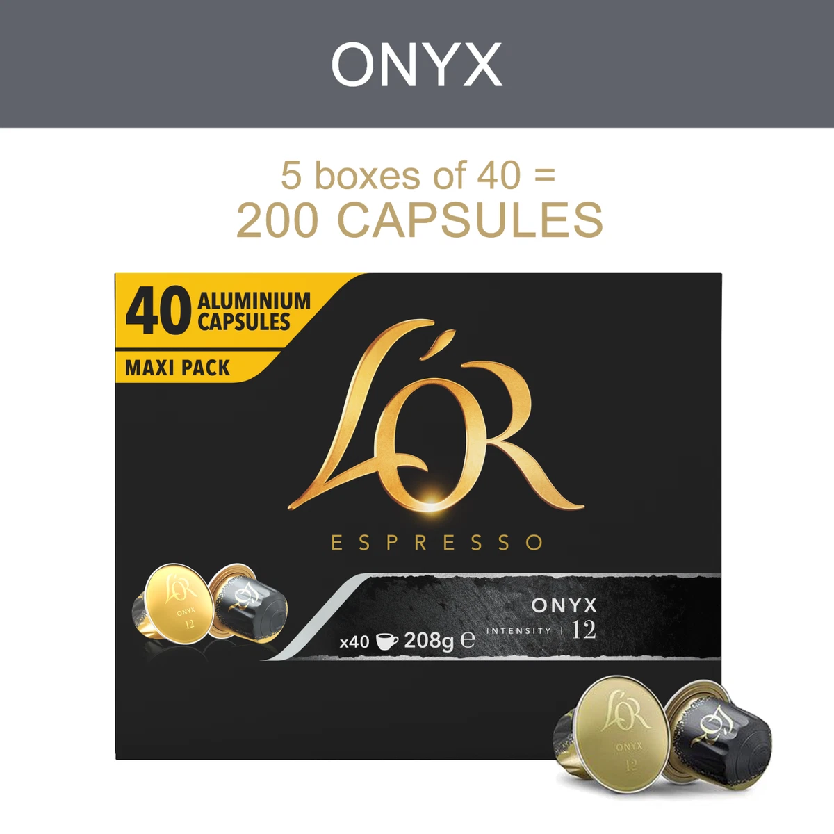L OR 200 Nespresso Compatible Capsules Onyx Intensity 12 200