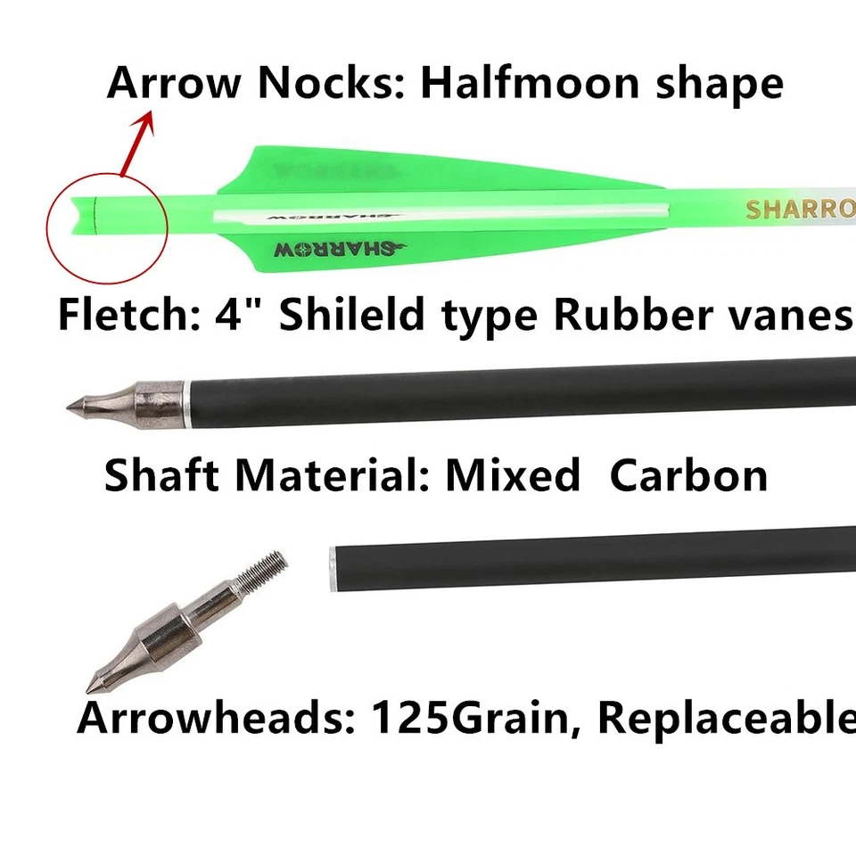 16" 17" 18" 20" 22" Crossbow Bolts Carbon Arrow Quiver Bow Hunting Archery Shoot - Image 2 of 4