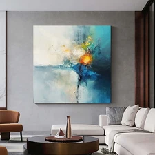 modern wall art decor hand painted abstract oil painting on canvas Blue