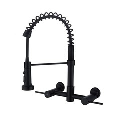 Wall Mount Kitchen Faucet Matte Black, 8 Inch Center Wall Mount Kitchen Sink ...