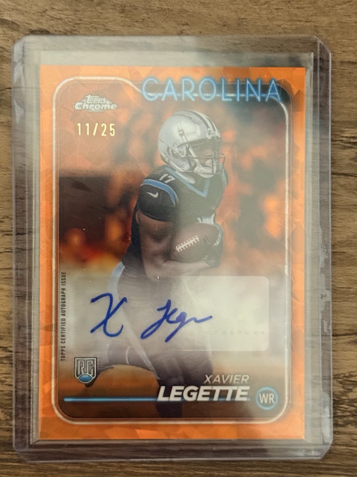 XAVIER LEGETTE 2024 TOPPS CHROME SAPPHIRE ROOKIE ORANGE RC AUTO /25