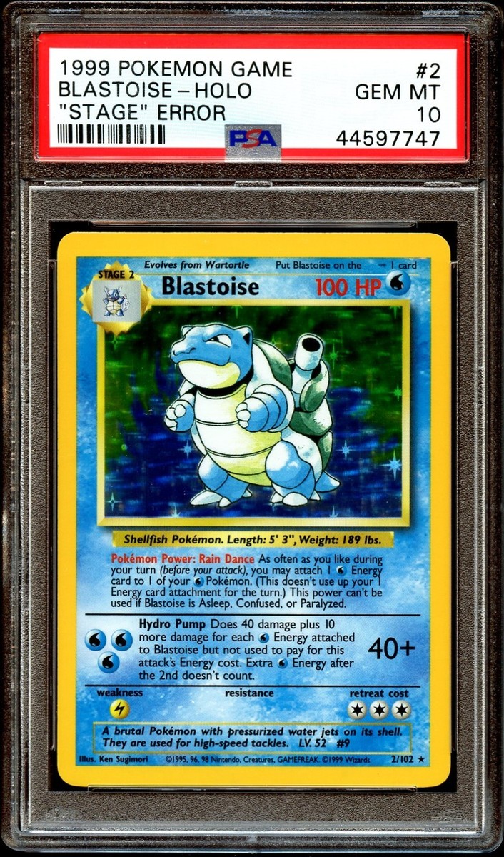 PSA 10 GEM MINT Blastoise 2/102 ERROR No 