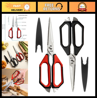 Heavy Duty Kitchen Scissors Set - Stainless Steel Food Shears, 2 Pack, Multi-Fun