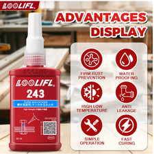 50ML 243 Thread Lock Bolt Lock Tight Medium Strength Fast Fix Screw Glue