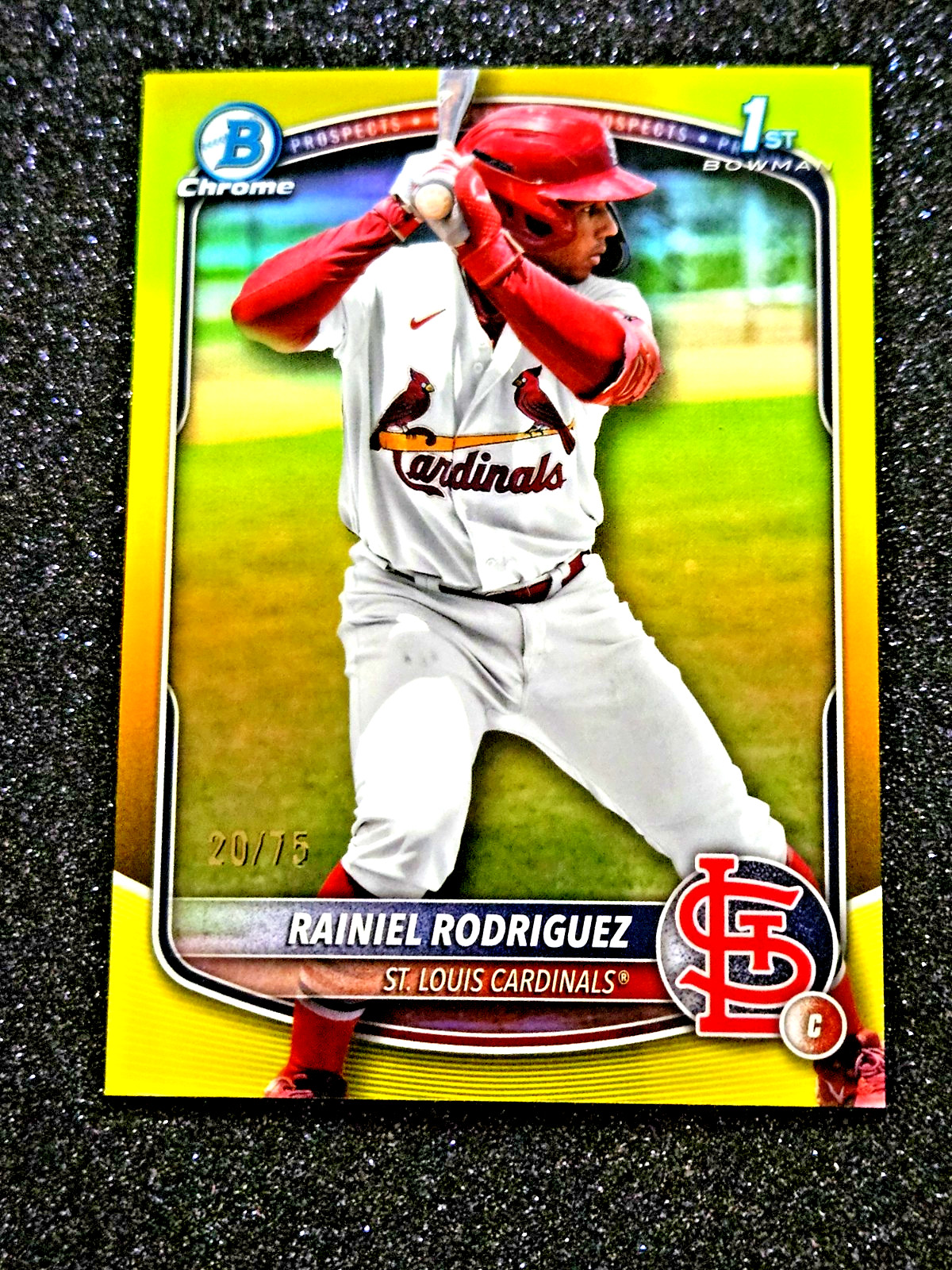 2025 Bowman Chrome Prospects 1st Bowman Rainiel Rodriguez Yellow Refractor /75