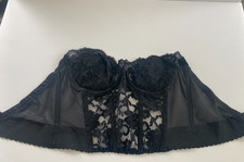 Vintage Victoria  s Secret Size 38B Black Bustier Bra Lace Underwire Padded