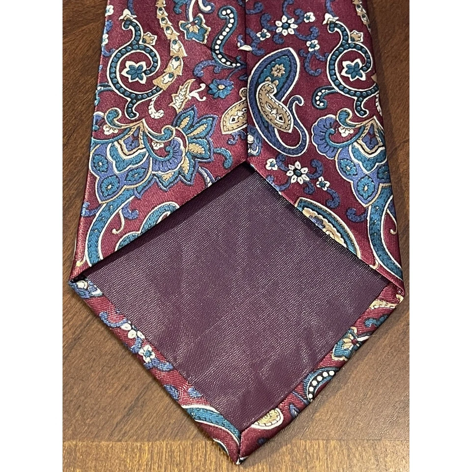Галстук мужской Buckingham бордовый зеленый 90% полиэстер шелк сделано в США - Изображение 2 из 4