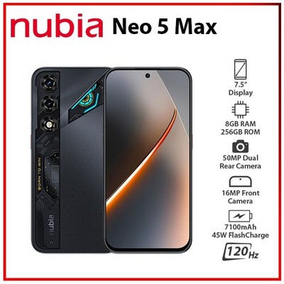 ZTE nubia Neo 5 Max 5G 8GB+256GB BLACK Dual SIM Unlocked Android Mobile Phone