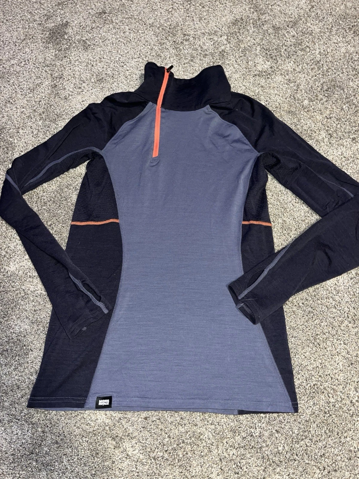 Mons Royale Olympus 250 Merino Half Zip Base Layer Top Purple Blue Women's S