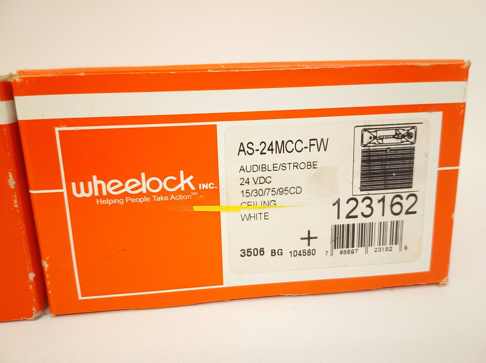 2 Cooper Wheelock fire alarm audible strobe 24v dc As-24 MCC-fw white + orig box