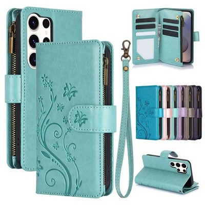 Zip Wallet Case für Samsung Galaxy A57 A56 A37 A36 A26 A27 Leder Flip Strap