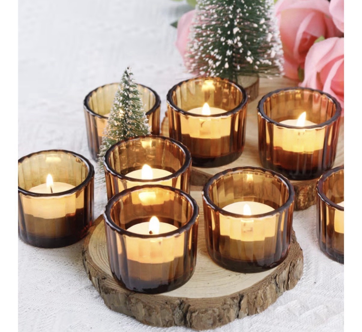 Light Candle Holders Set Of 12, 5cm X 3.5cm Glass Tea Light 